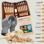 Schnitzmesser Kinder mit 12 Werkzeugen, Anleitung und Ledertasche