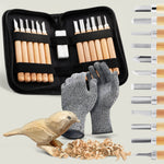 Schnitzmesser Kinder mit 12 Werkzeugen - Handschuhe - Schleifstein