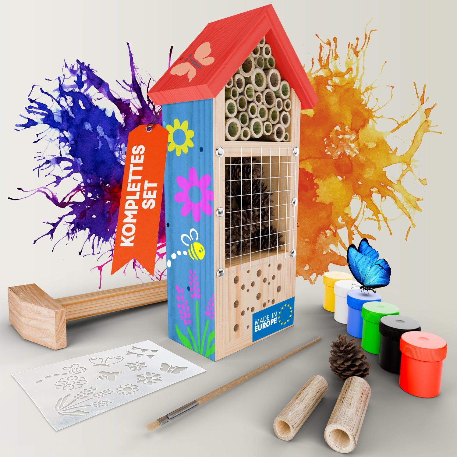 Insektenhotel für Kinder aus Kiefernholz zum Bemalen