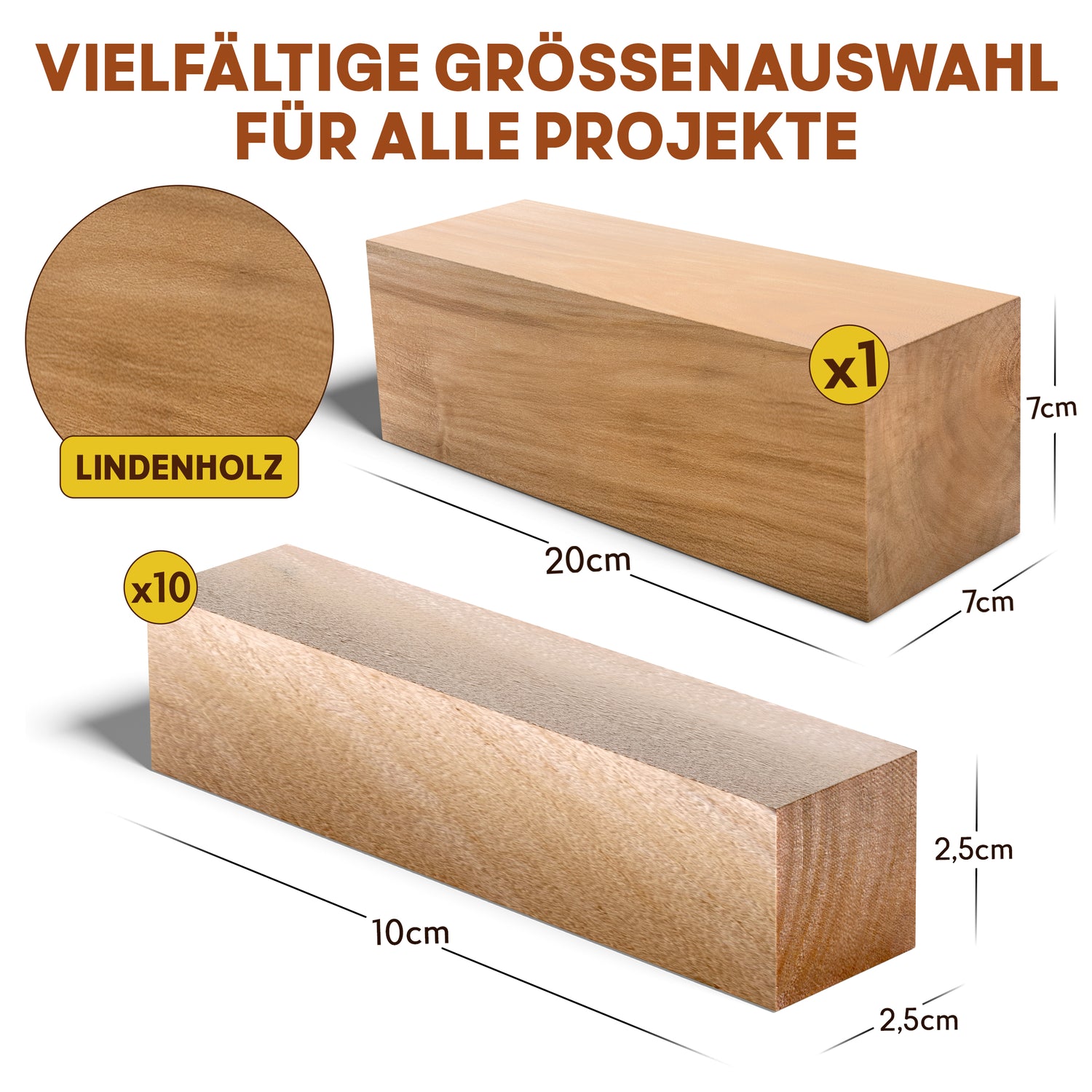Schnitzholz aus Linde: Großes Holzblock Set