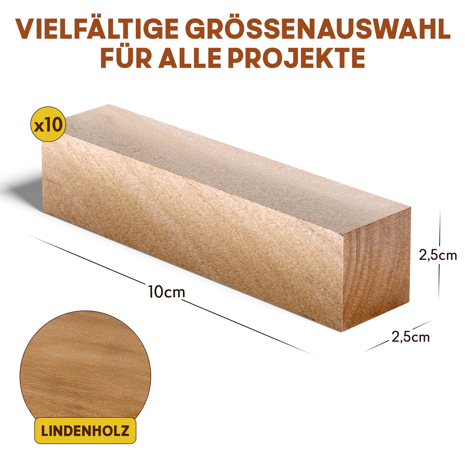 Schnitzholz aus Linde: Kleines Holzblock Set