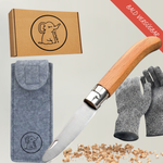 Kindertaschenmesser mit grüner Filztasche & Handschuhen