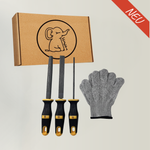 Holzraspel Set: 3 Feilen für Kinder inklusive Schutzhandschuhen