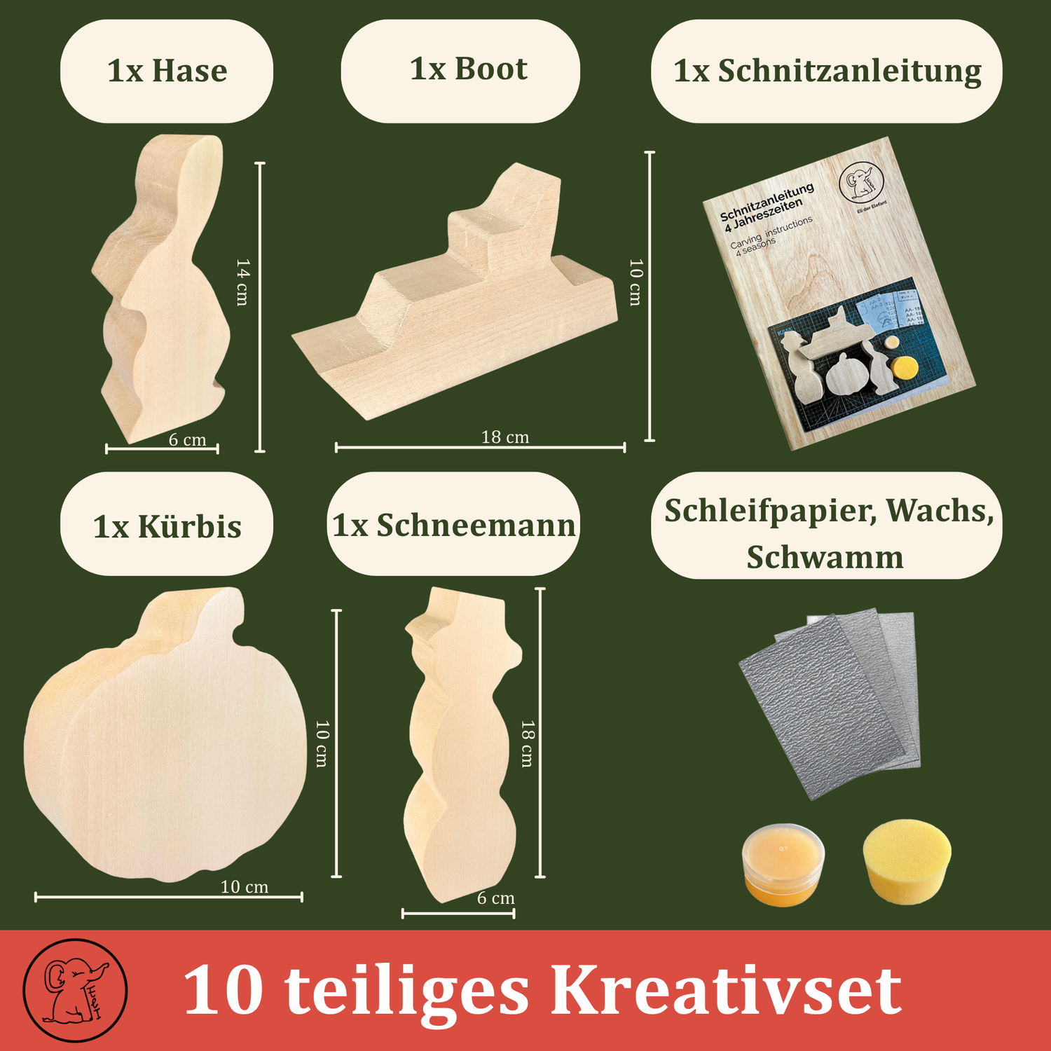 Schnitzholz Figuren aus Lindenholz