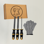 Holzraspel Set 3-teilig mit Schutzhandschuhen für Kinder ab 6 Jahren
