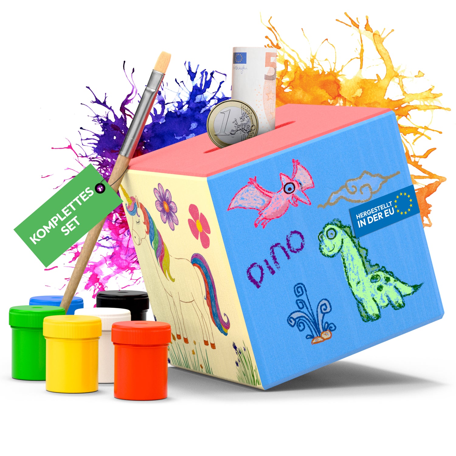 Spardose für Kinder aus Holz zum bemalen