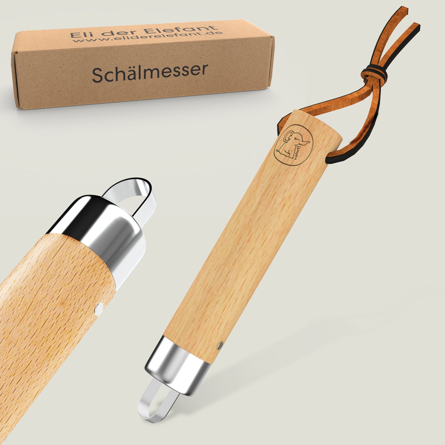 Schälmesser für Kinder mit runder Klinge und Buchenholzgriff