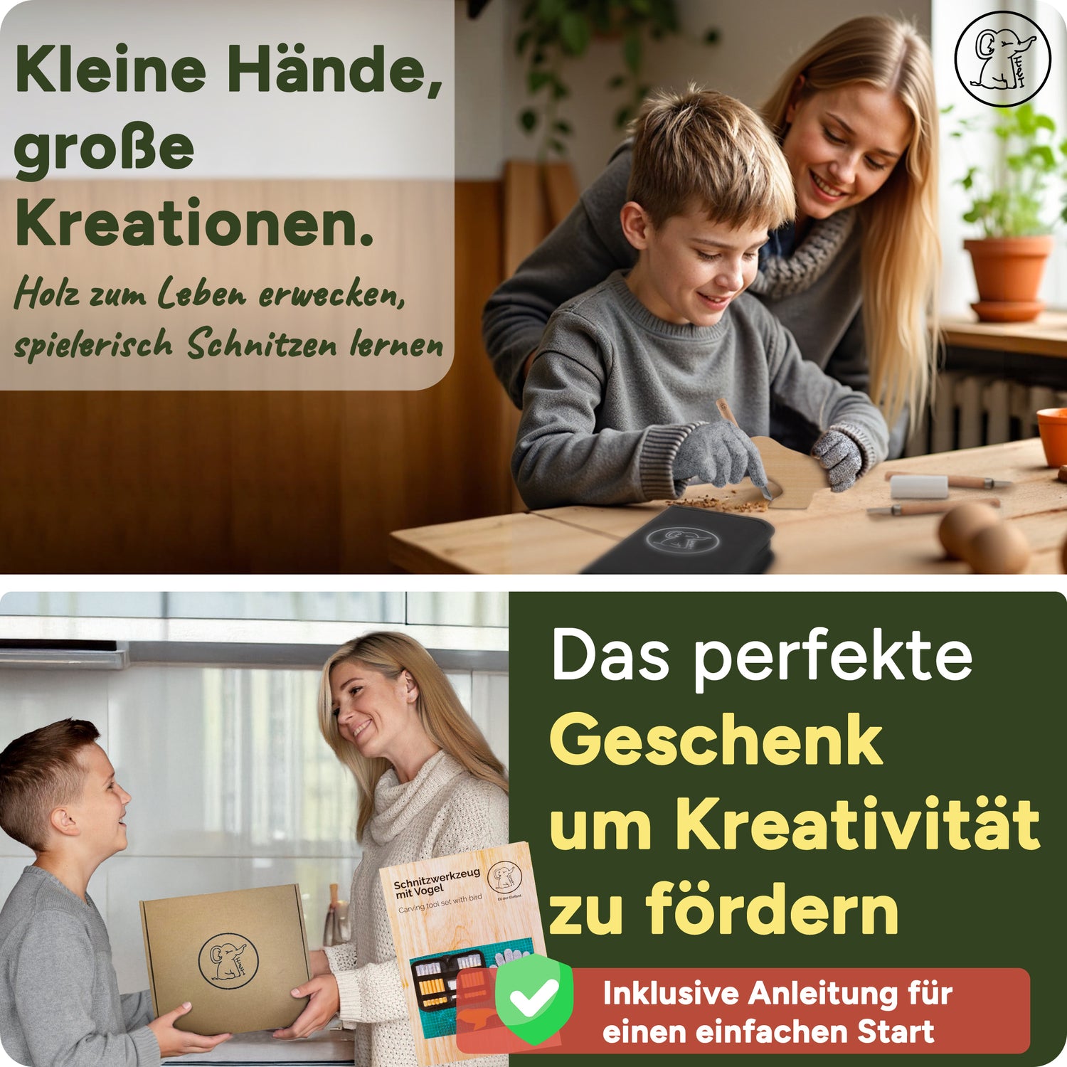 Schnitzmesser Kinder mit 12 Werkzeugen, Anleitung und mehr