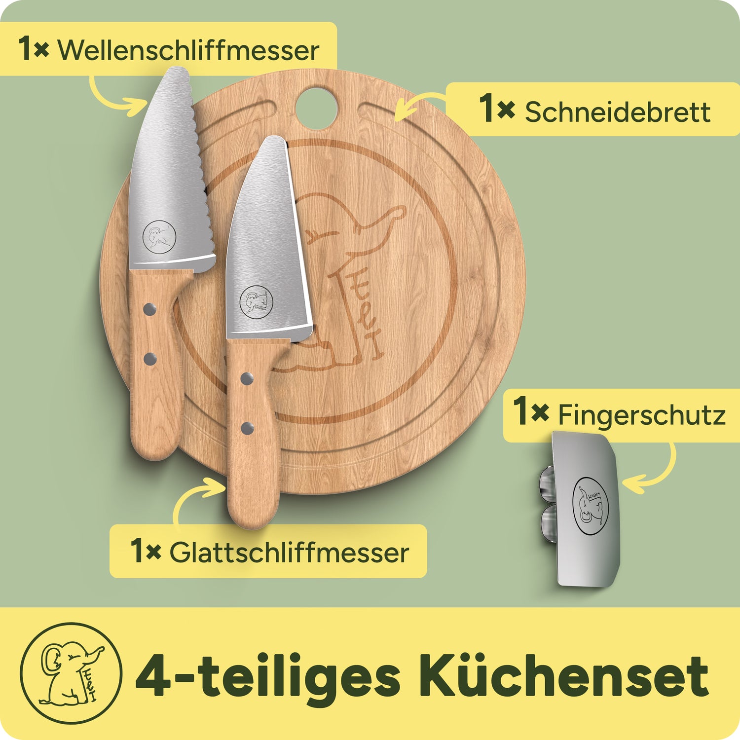 Kinder Küchenmesser Set mit Schneidebrett