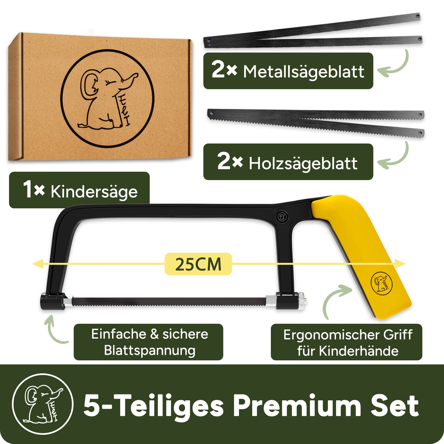 Kindersäge inkl. 4 Sägeblätter für Holz und Metall