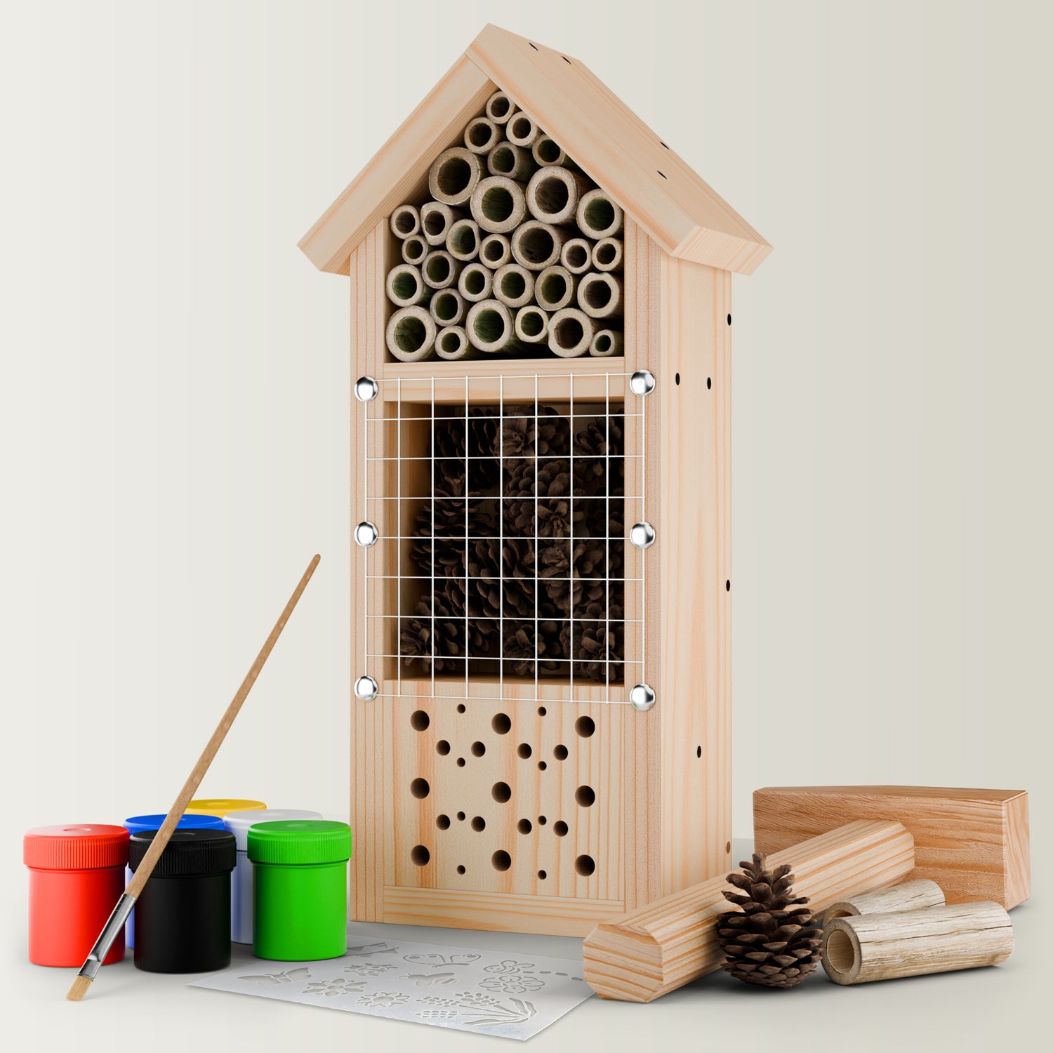 Insektenhotel für Kinder aus Kiefernholz zum Bemalen
