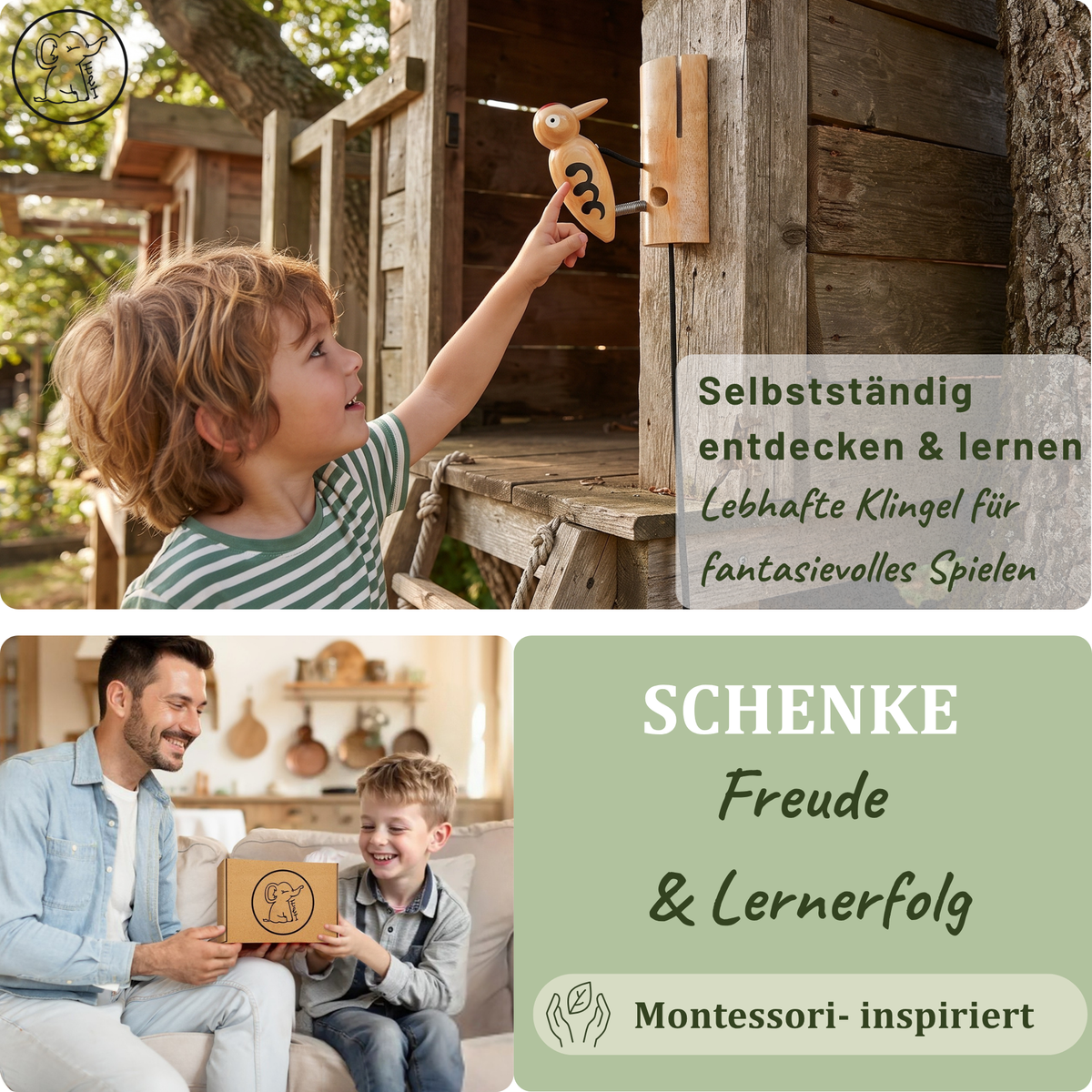 Klopfspecht Charly - Holzklingel für Kinder ab 3 Jahren