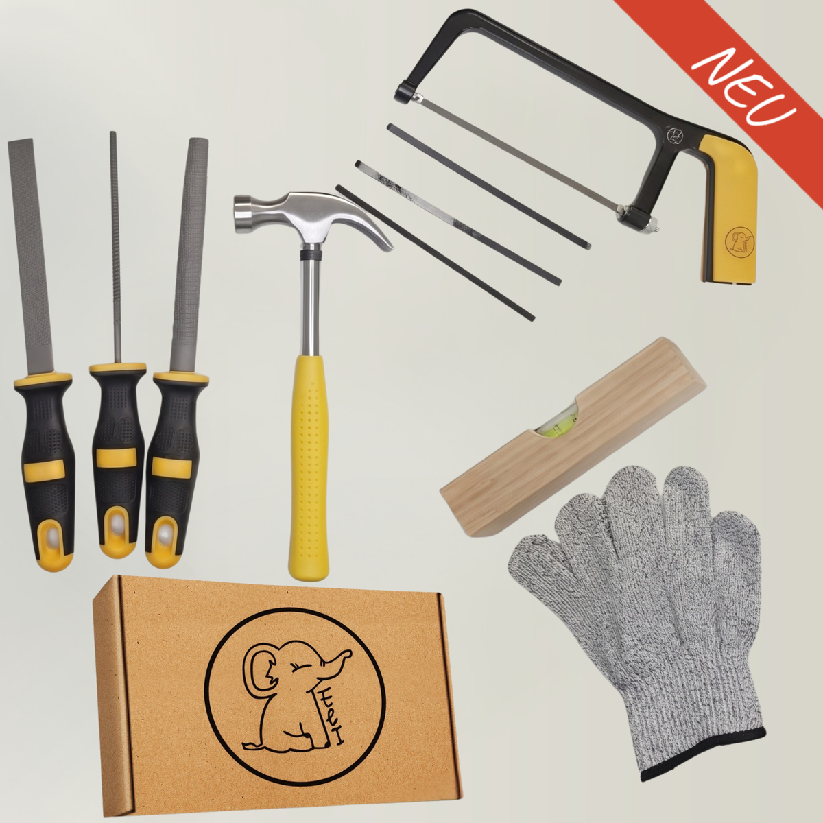 Kinderwerkzeug Set 6-teilig mit Schutzhandschuhen & Wasserwaage – ab 6 Jahren