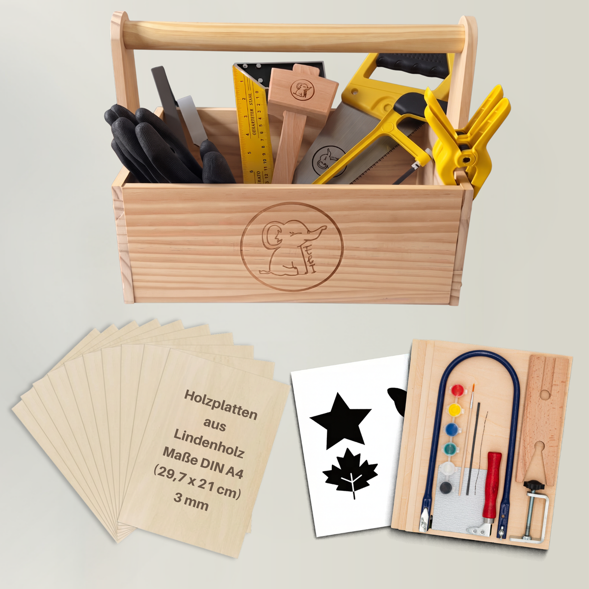 Erstes Säge- & Holzprojekt – Laubsäge Set mit Werkzeug & Holzplatten