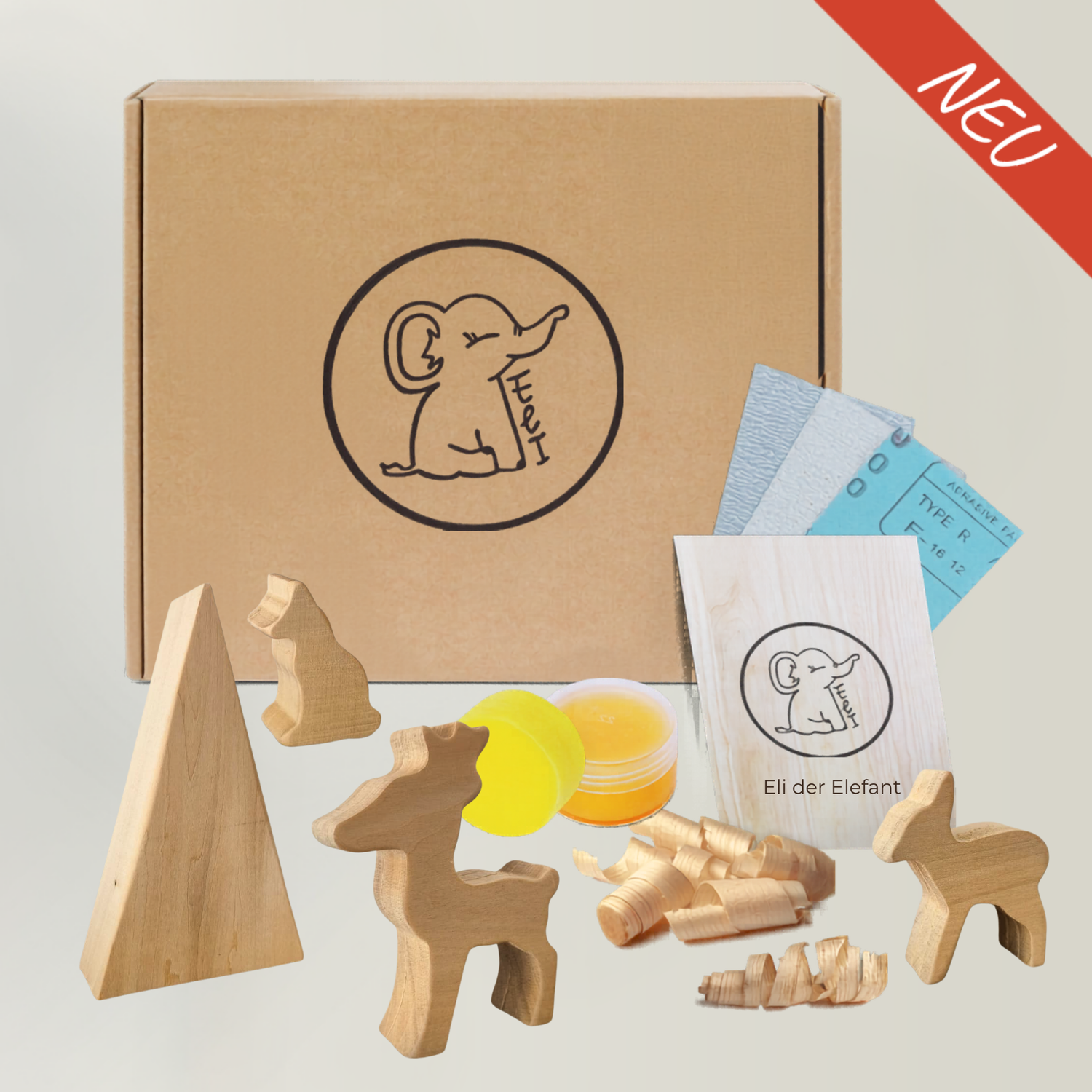 Schnitzholz Waldtier-Set aus Lindenholz mit Anleitung - 4 Figuren