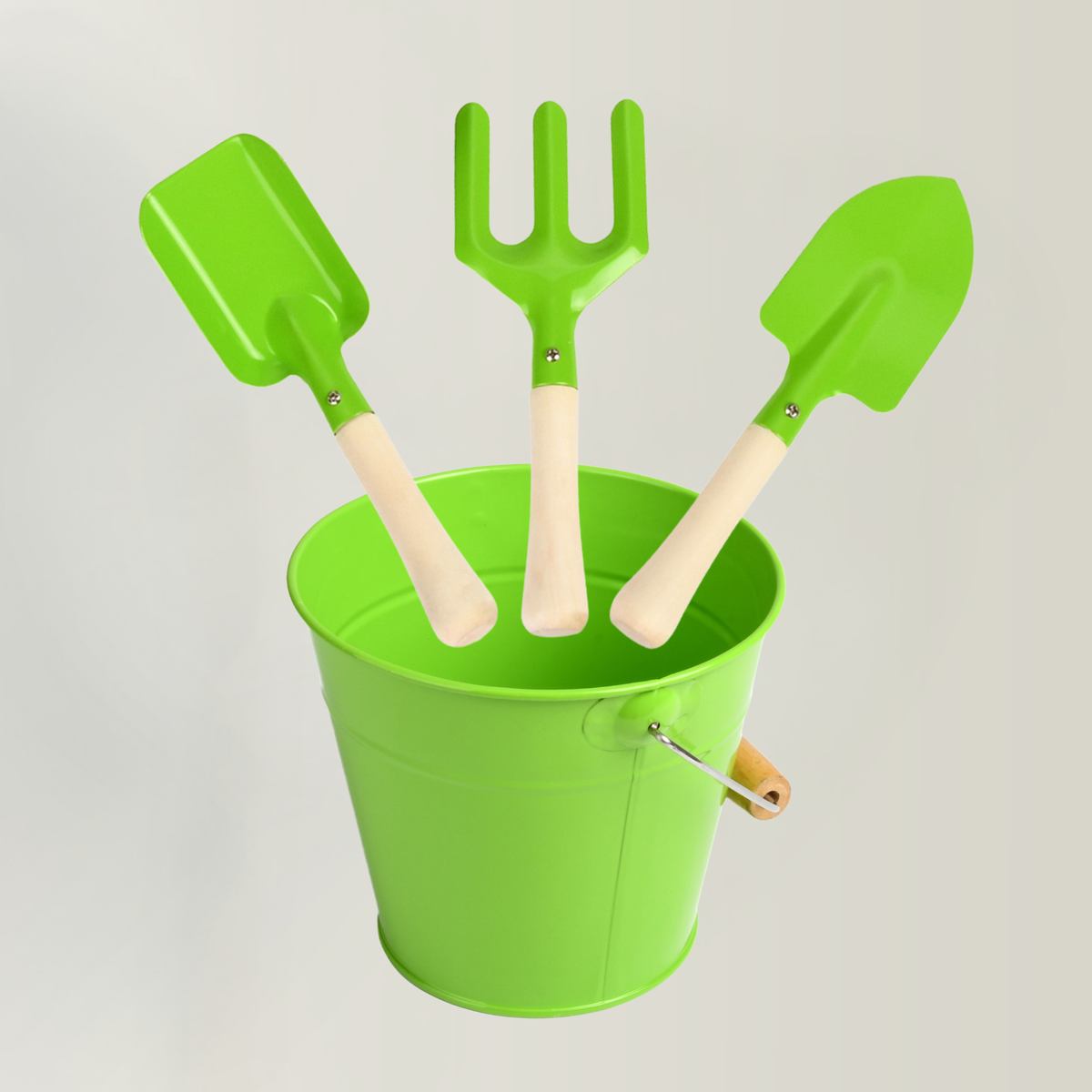 Kinder Gartenset 4-teilig - Spaten, Schaufel, Blumengabel & Eimer