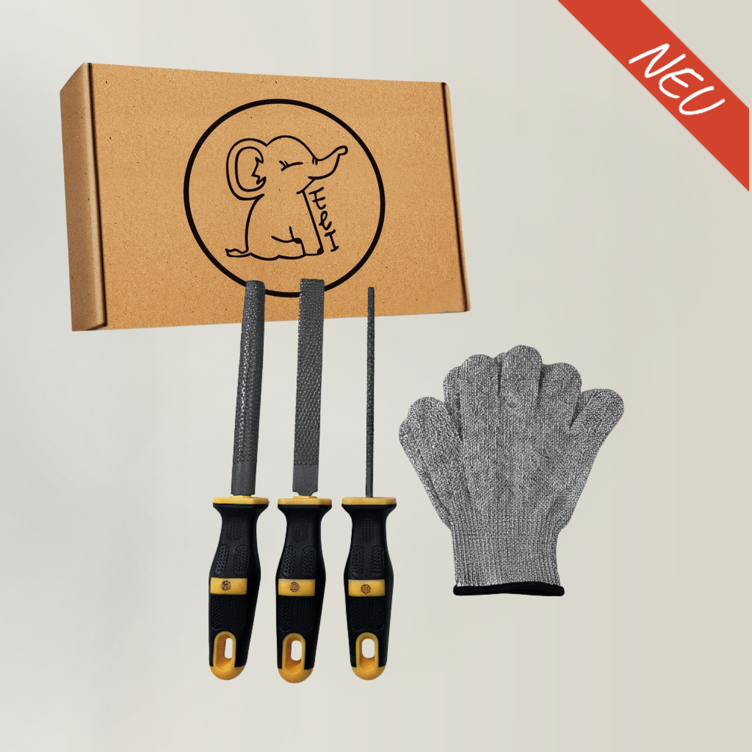 Holzraspel Set: 3 Feilen für Kinder inklusive Schutzhandschuhen