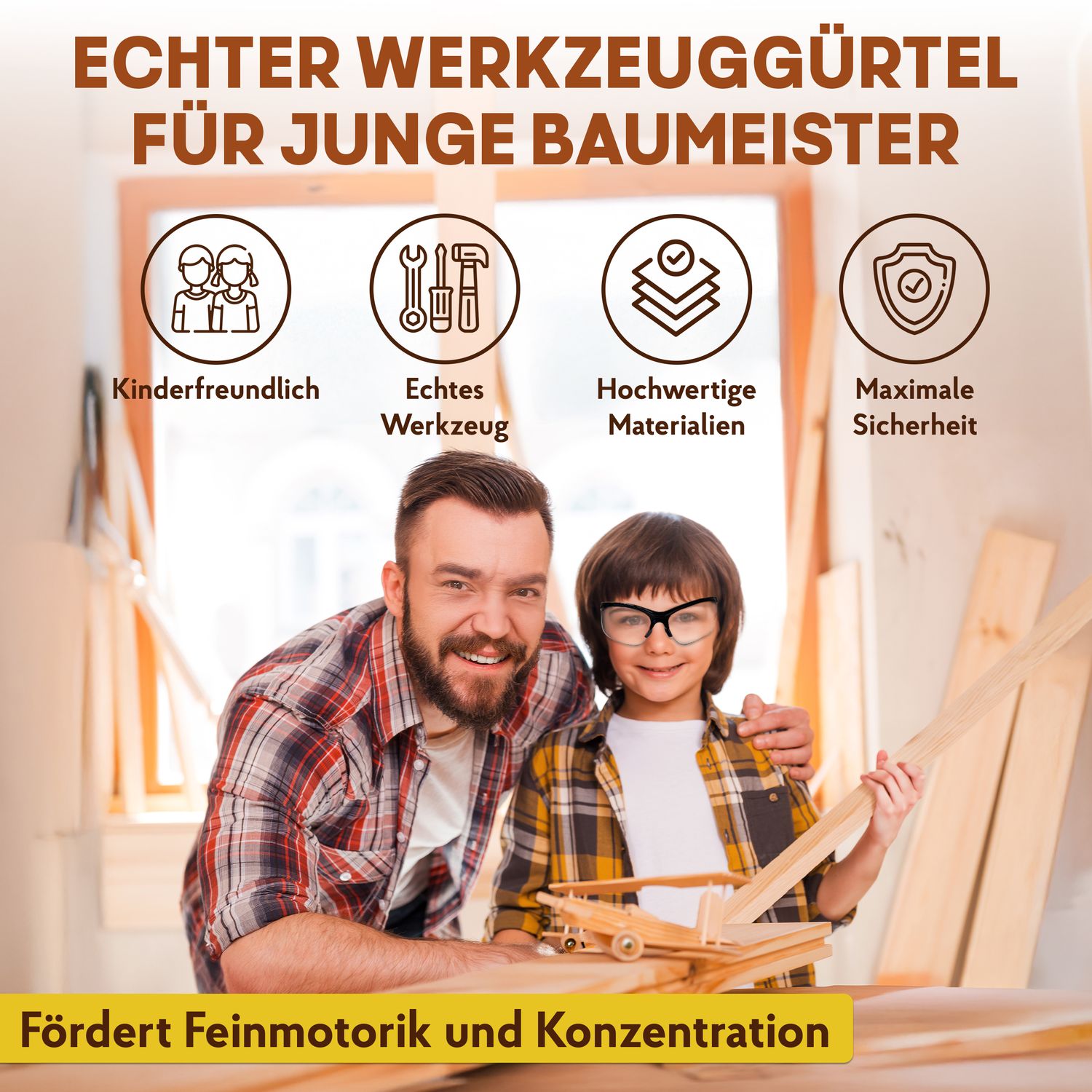 Kinder-Werkzeuggürtel Aus Leder – Mit Verstellbarem Gurt & Mehreren Taschen Für Gartengeräte (ideal Für Rollenspiel)