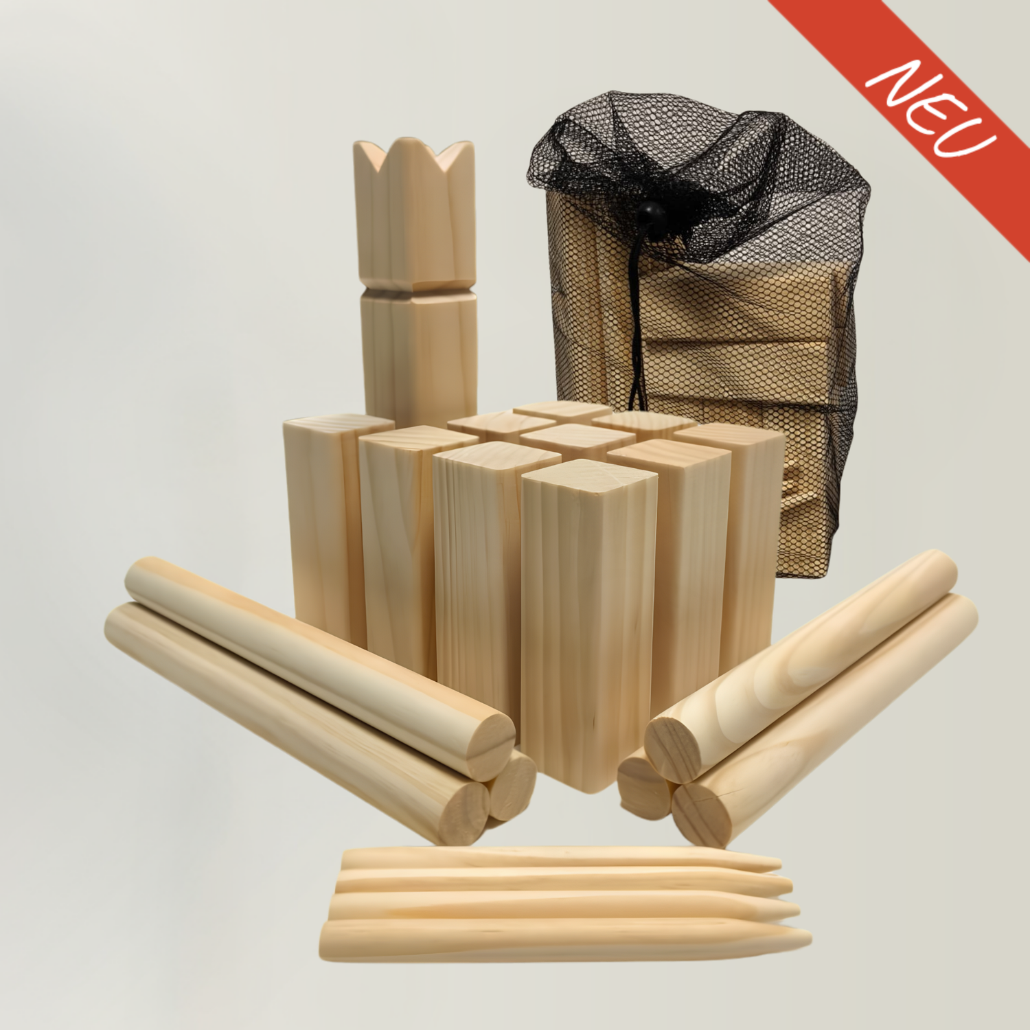 Wikinger Spiel für Kinder - 22-teiliges Kubb-Set aus Kiefernholz