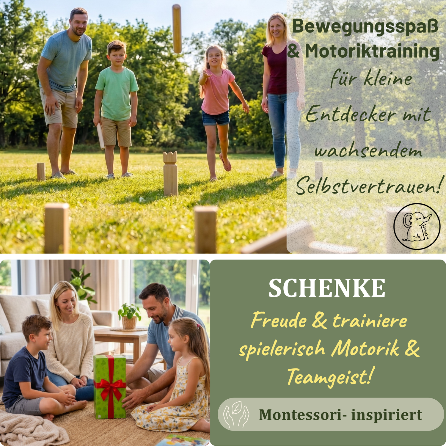 Wikinger Spiel für Kinder - 22-teiliges Kubb-Set aus Kiefernholz