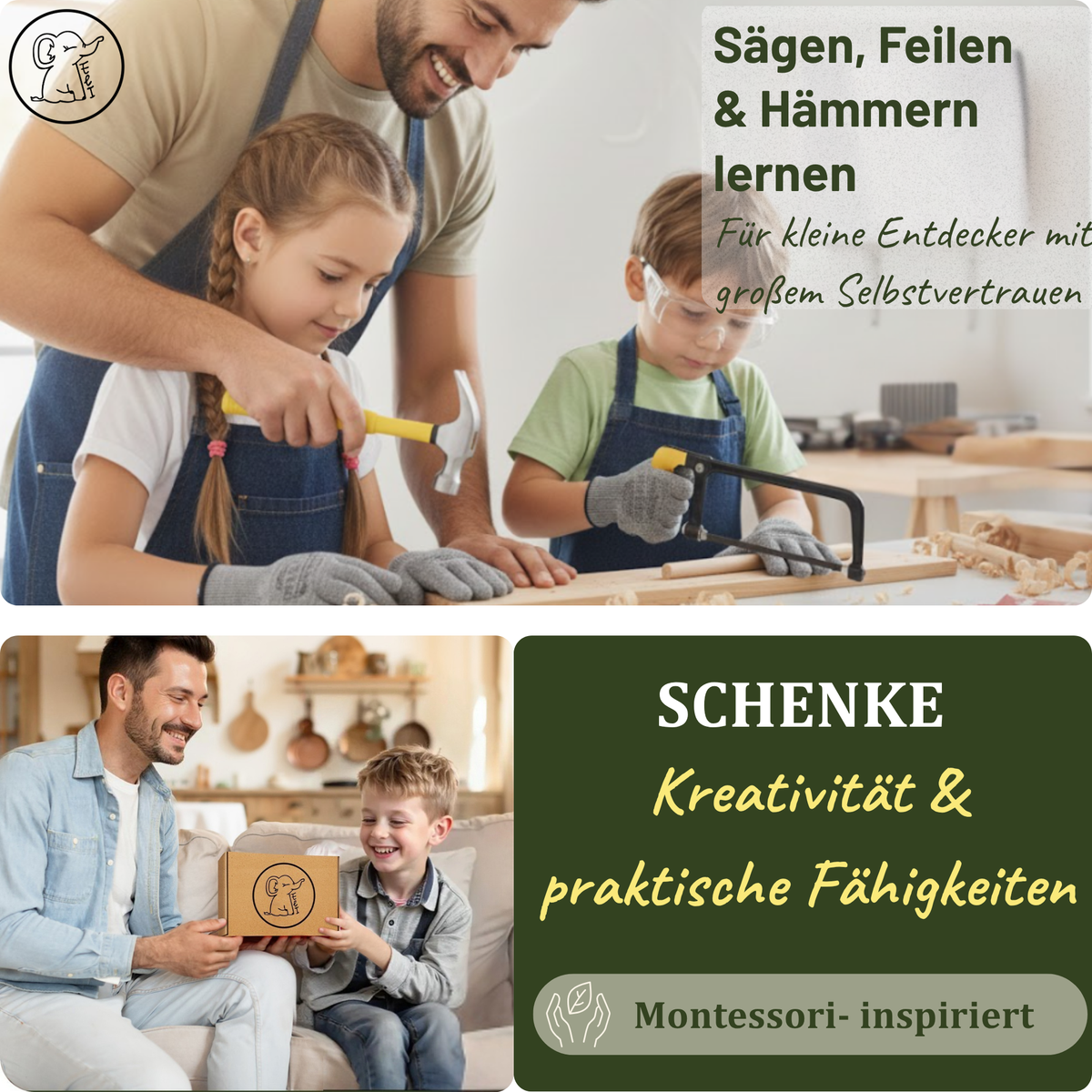 Kinderwerkzeug Set 6-teilig mit Schutzhandschuhen & Wasserwaage – ab 6 Jahren