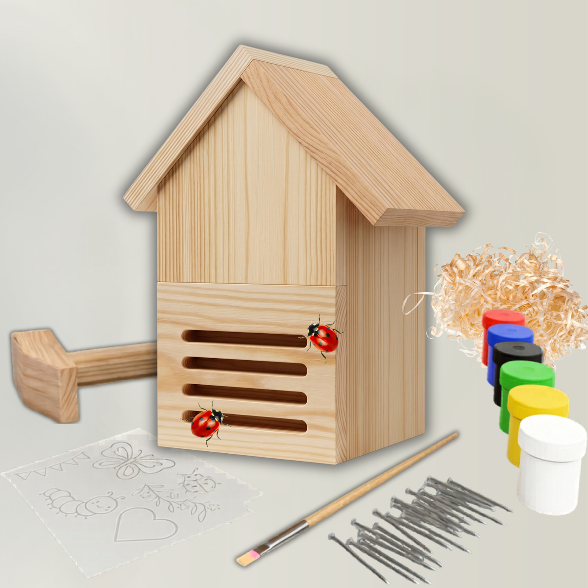 Marienkäferhaus-Bausatz für Kinder zum Bemalen