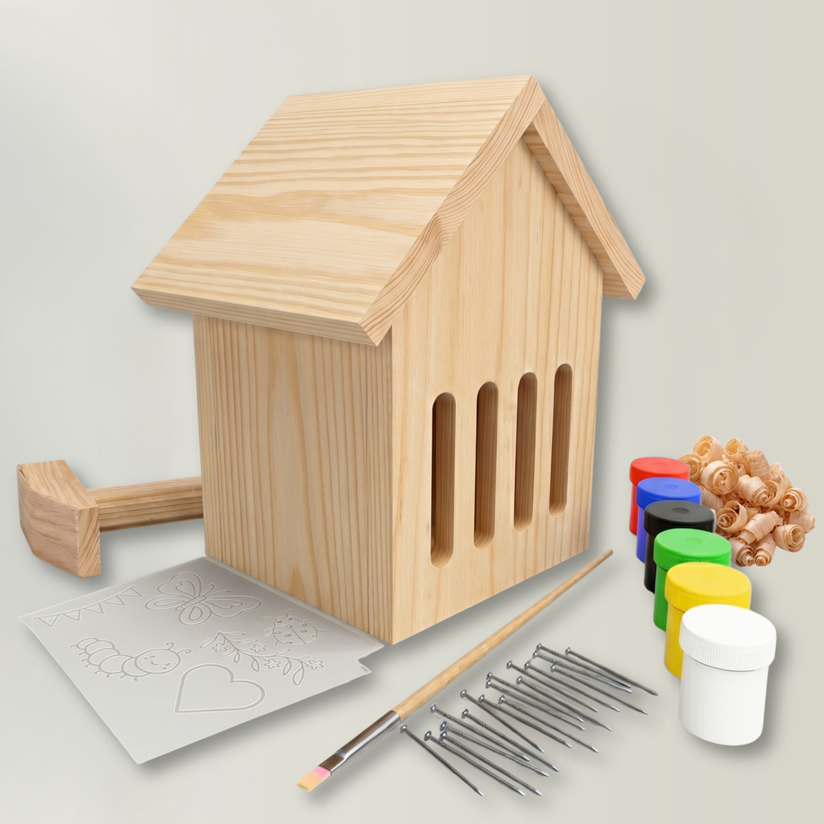 Schmetterlingshaus-Bausatz für Kinder mit Vorlagen