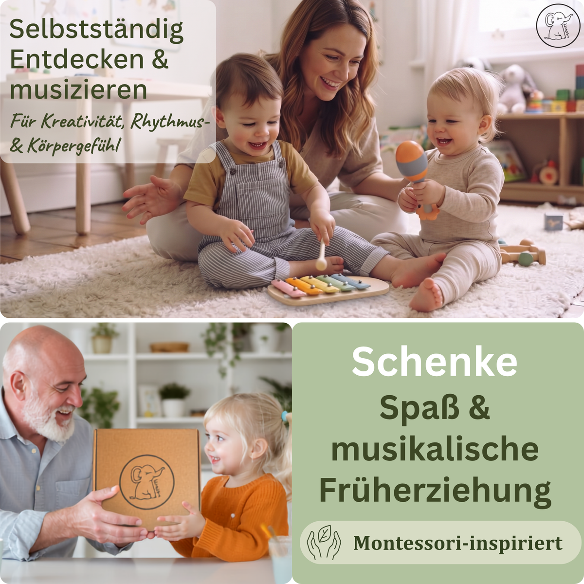 Musikset für Kinder – 5-teilig mit Xylophon, Maracas & Kastagnetten ab 10 Monaten