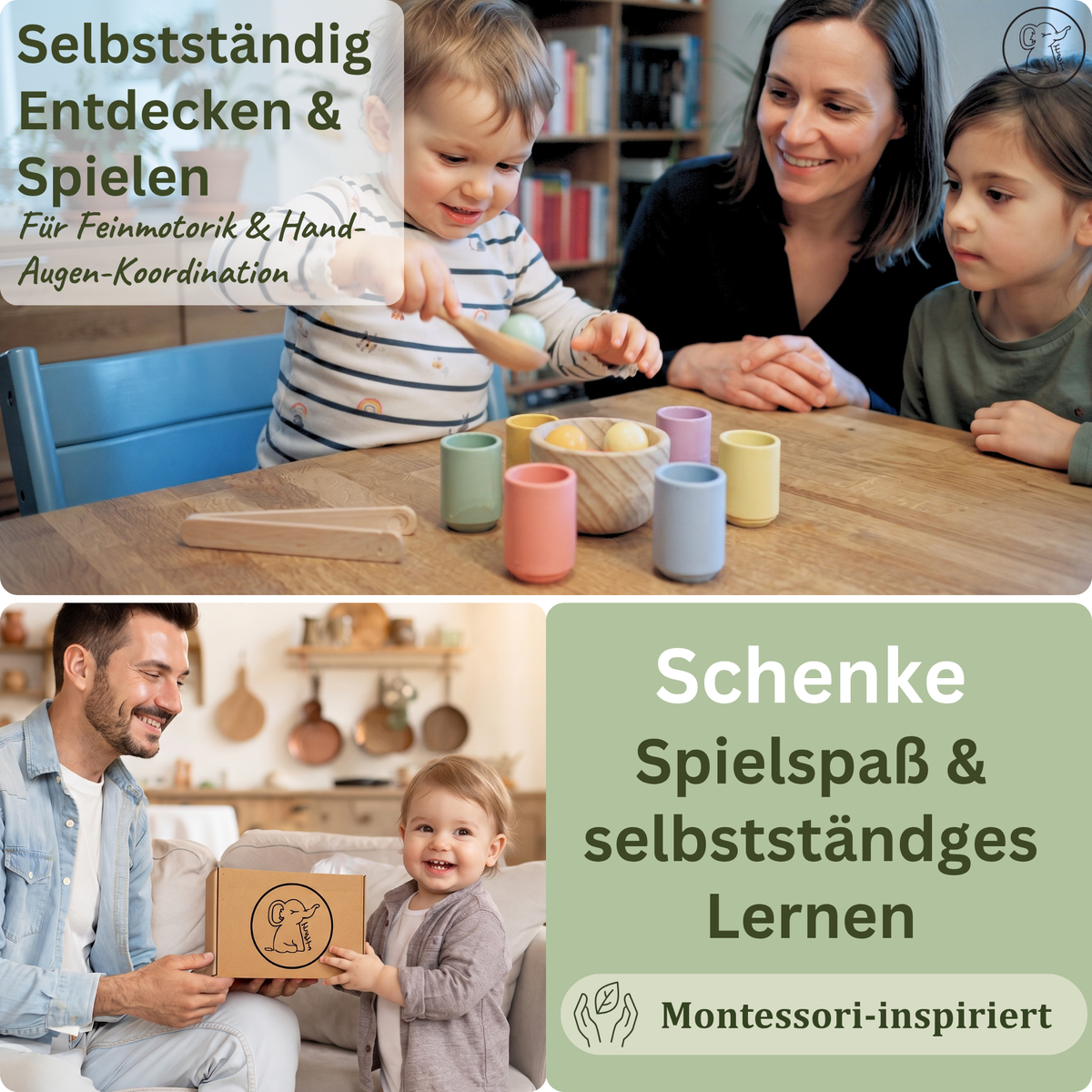 Farbsortierspiel für Kinder – 15-teilig aus Holz ab 2-3 Jahren