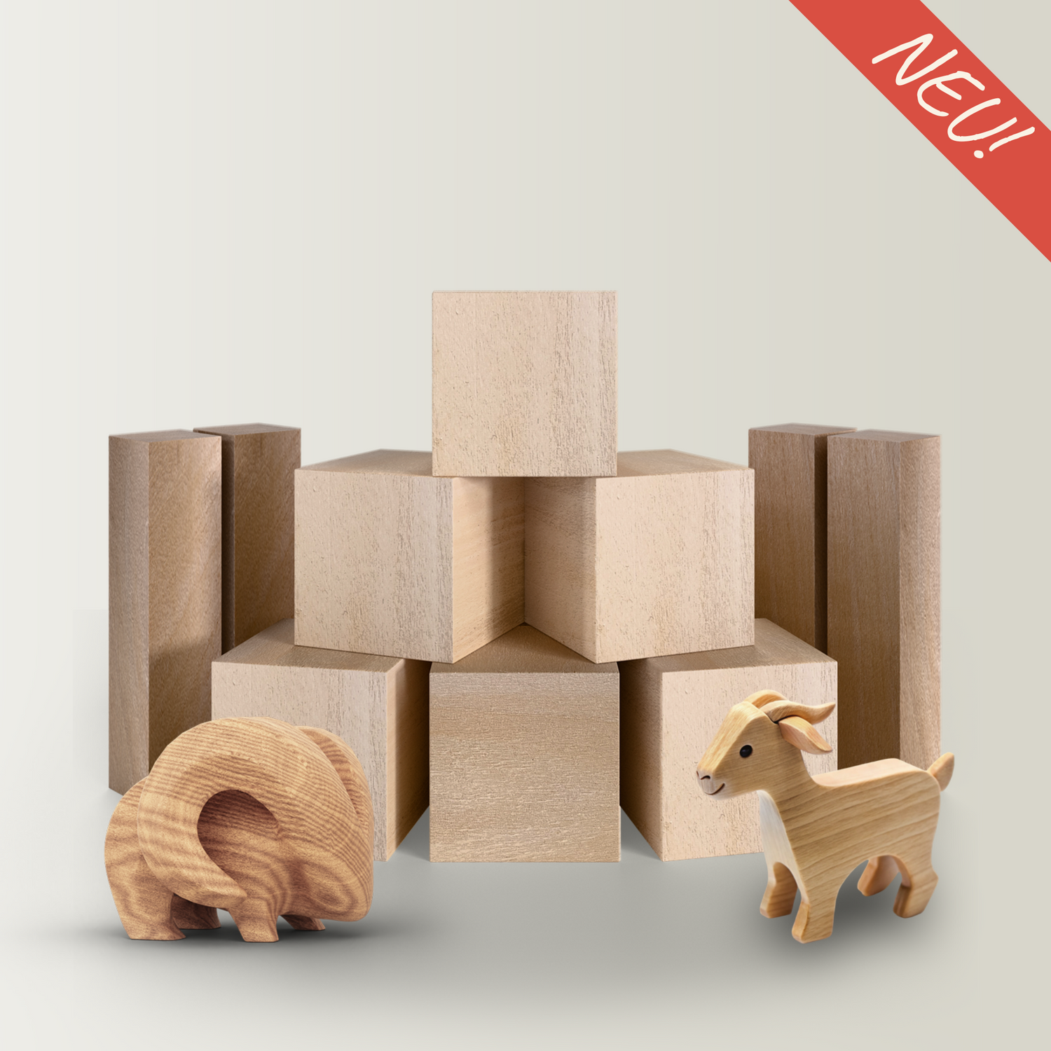 Schnitzholz aus Linde: Mittleres Holzblock Set