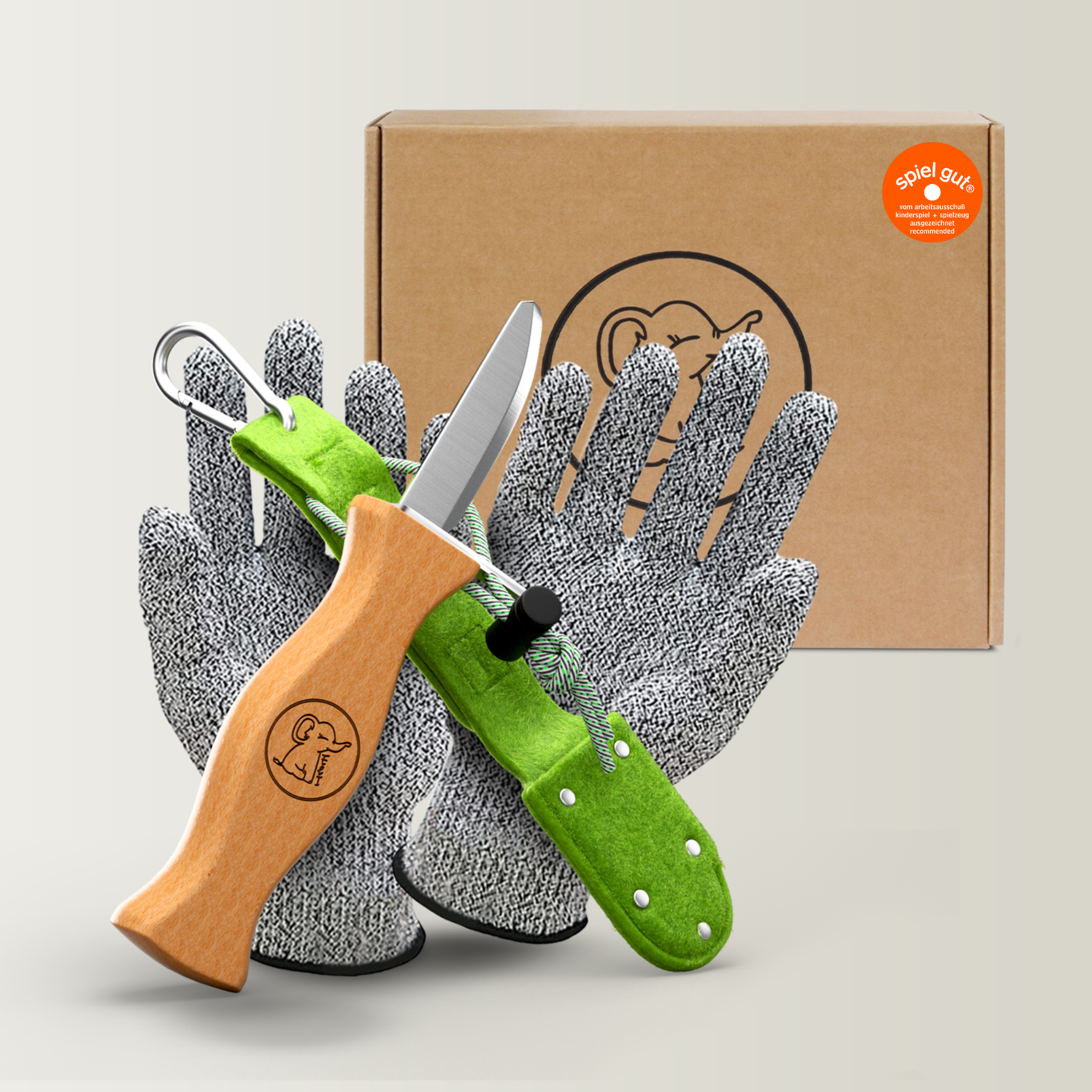 Eli® Kinder Schnitzmesser mit Handschuhe & Filztasche