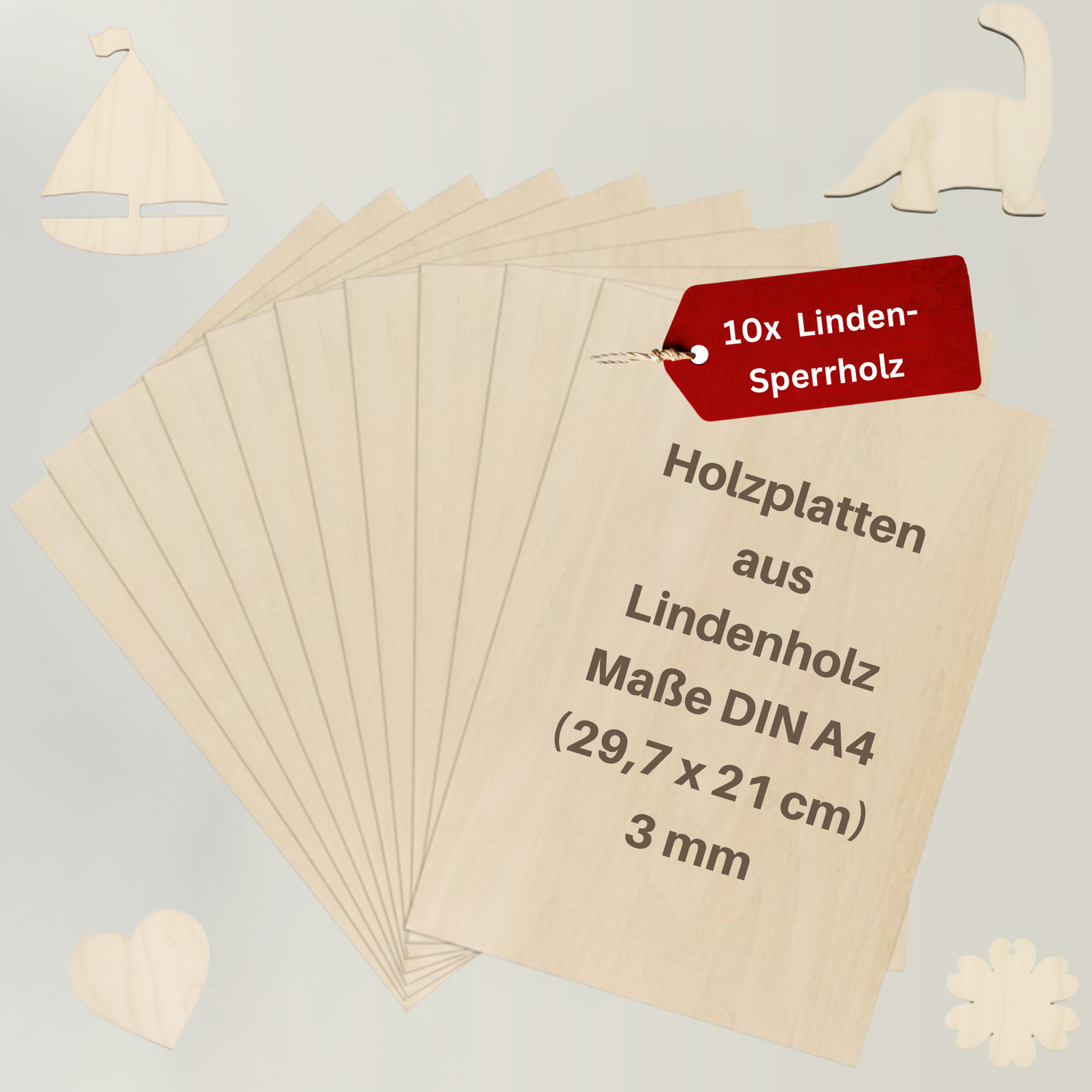 Sperrholzplatten A4 aus Lindenholz - 10er Set 3mm